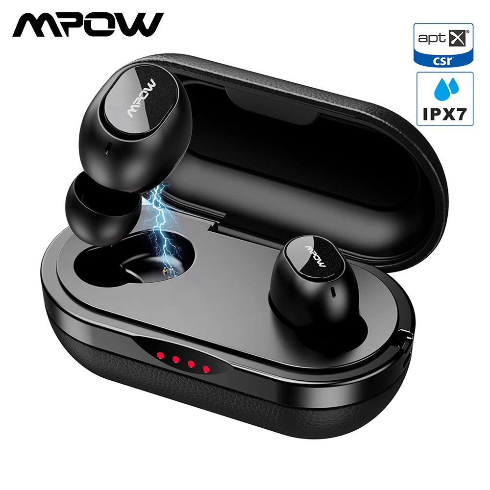 Mpow T5 TWS Bluetooth 5.0 Наушники 3D Стерео Беспроводные наушники Handsfree Мини AptX Наушники IPX7 Водонепроницаемый С 36 часов воспроизведения