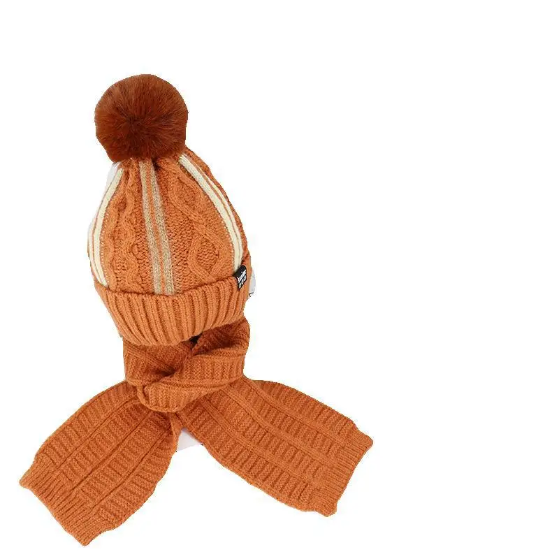 

Baby hat scarf set winter thick warm woolen hat autumn and winter models plus cashmere kid winter hat