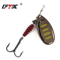 ftk 1pc spinner bait 8 4g 12 5g 14 7g hard spoon bass lures metal fishing lure with feather treble hooks for pike fishing