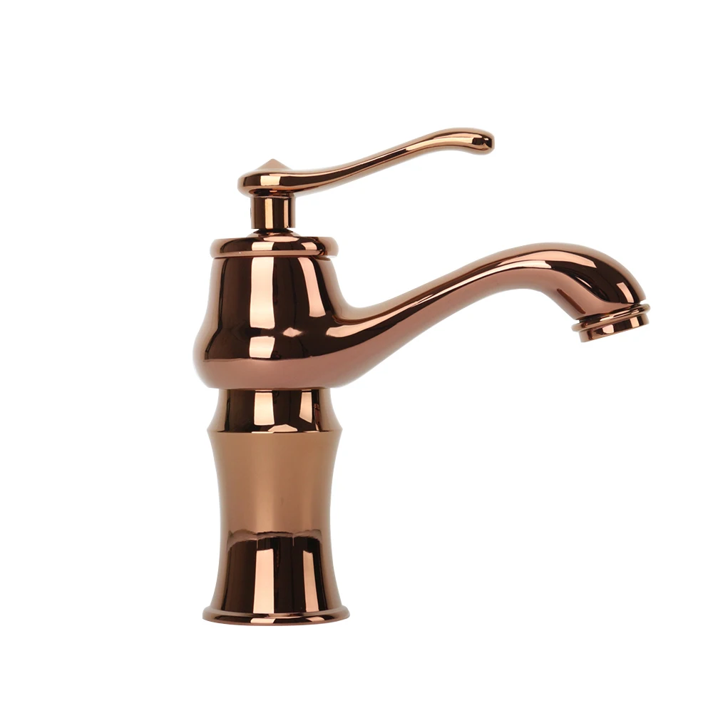

Rose Gold Bathroom Basin Faucet Single Handle Cold Hot Water Mixer Tap Deck Mounted