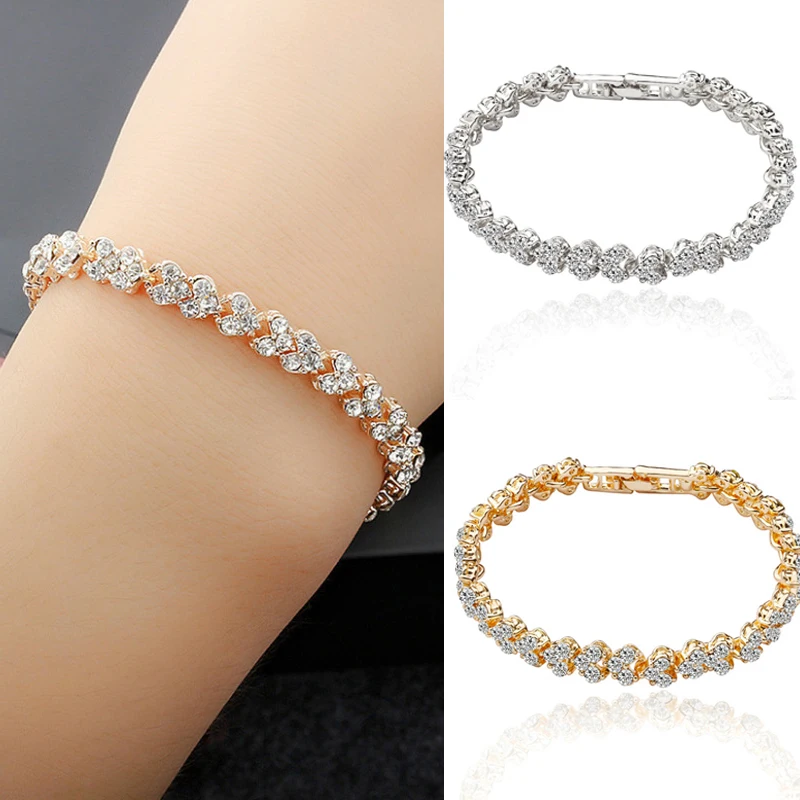 

Crystal Micro-inlaid Zircon bracelet alloy bangle bracelets Women Girls Simple Temperament bracelet Ladies bangles Jewelry