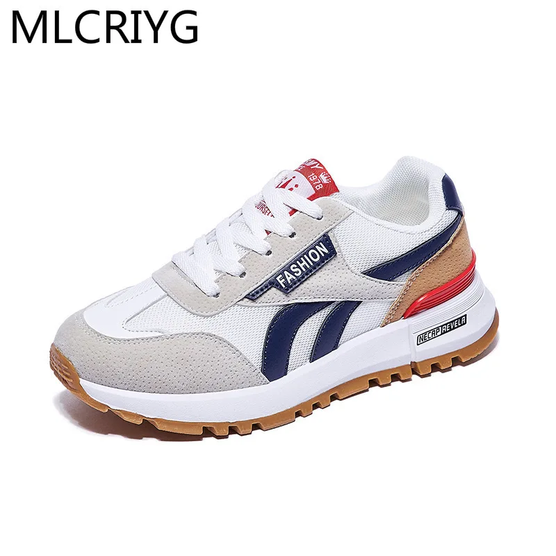 

2021 Spring Fashion Women Vulcanized Shoes Thick Bottom Sneakers Ladies Lace-up Casual Shoes Breathable Comfortable Women Shoes