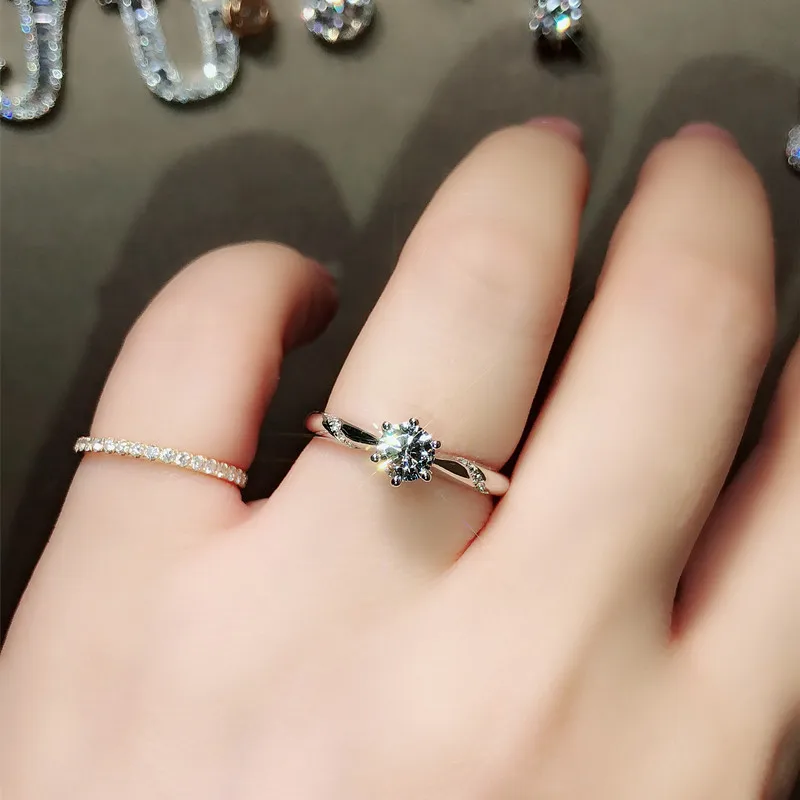 

95 OFF Luxury 1 Carat Lab Simulated Diamond Gemstone Rings Silver 925 Jewelry wedding Bridal for Women