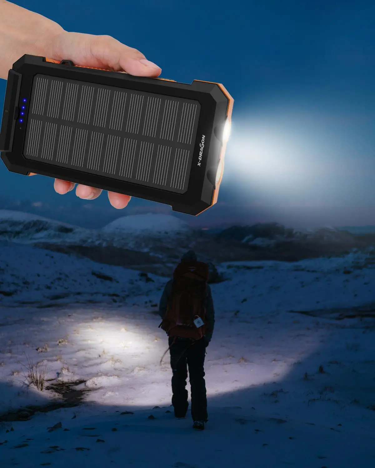 X-DRAGON Waterproof 24000mAh Solar Power Bank Портативный внешний аккумулятор с компасом для