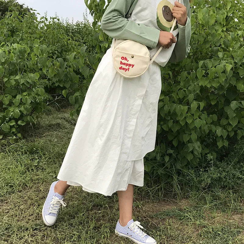 Карамельный цвет вышивка письмо женские сумки на плечо круг мини телефон сумка