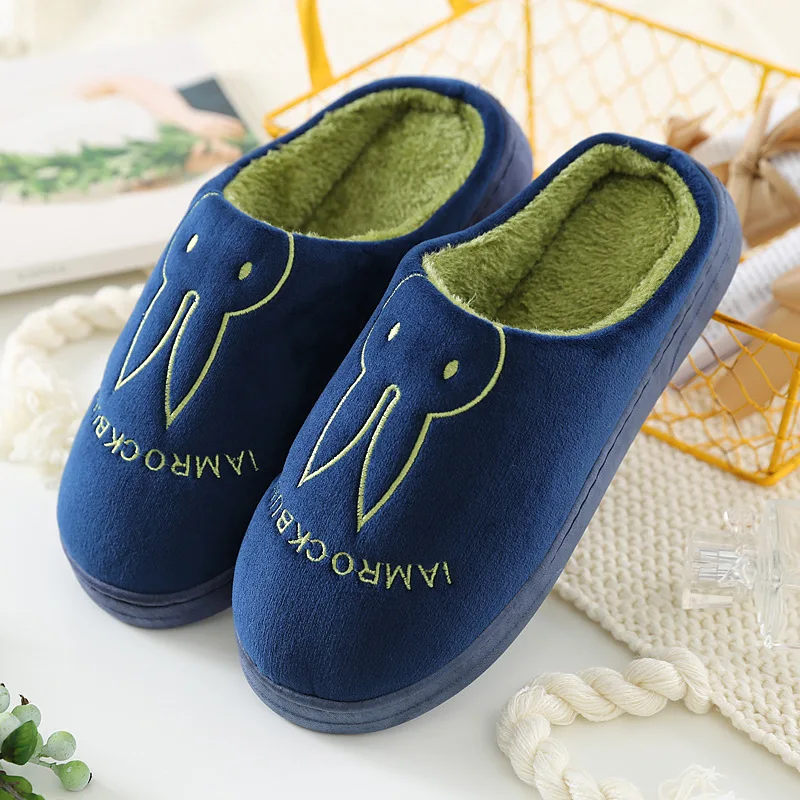 Navy Домашние тапочки для мужчин; Зимняя мужская обувь; Schoenen Mannen Buty Meskie Sloffen Pantoffels; короткие плюшевые тапочки; Chausson; меховые тапочки для влюбленных - Цвет: Navy