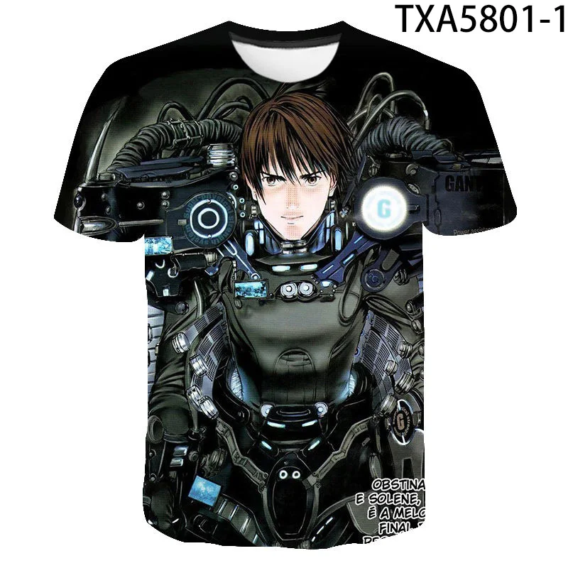 Футболки с 3D принтом аниме Gantz модные крутые Летние повседневные уличные Топы
