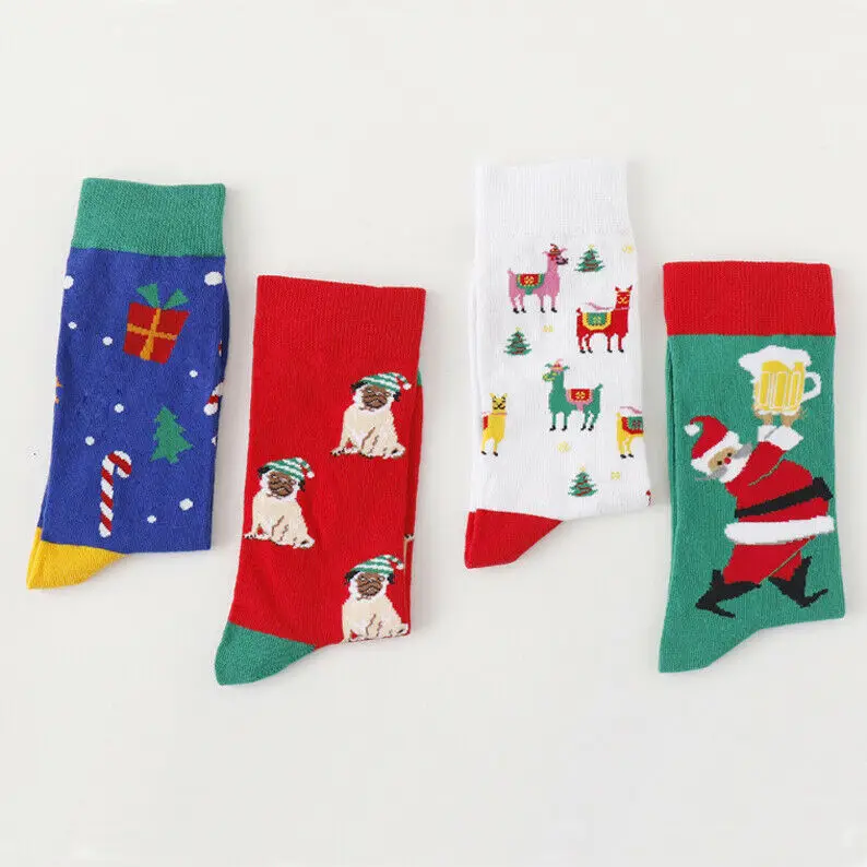 

Lovely Christmas Socks Women Men Gift Santa Claus Deer Warm Winter Stocking Funny UK