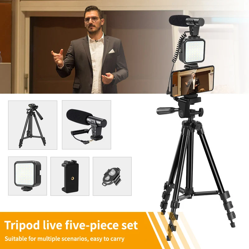 

Jumpflash DSLR SLR Phone Vlog Tripod Vlogging Kits Live Selfie Fill Light Integration with Remote Control Microphone LED Light