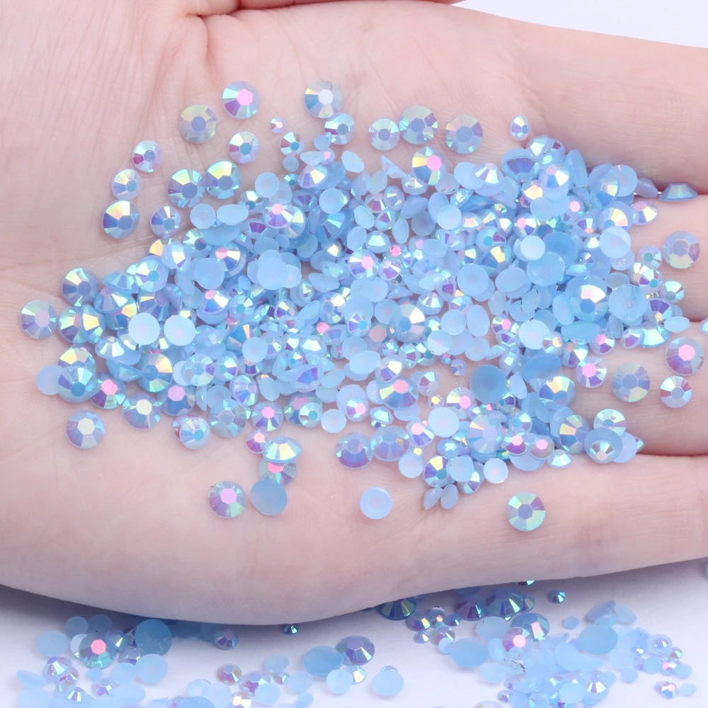 

Resin Rhinestones Sky Blue AB Non Hotfix 2mm-6mm 10000pcs-50000pcs Glue On Stones Diy Nails Art Mobile Phone Gems Decoration