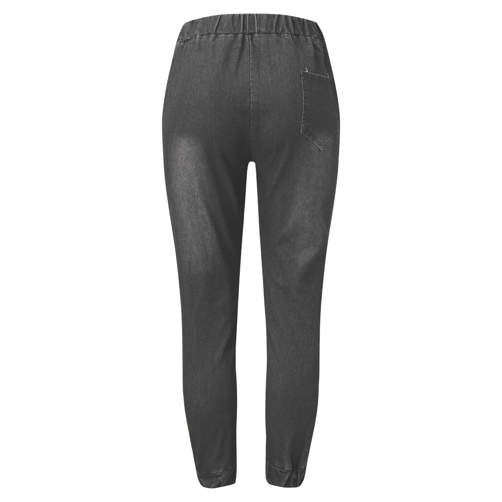 

Men Casual Sports Trousers Large Pocket Mid-waist Tethered Jeans Fashionable Zipper Decoration Trendy Peculiar Little Feet Jean