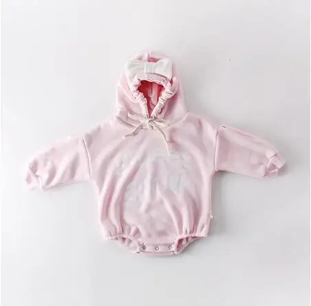 pink 92073 Для маленьких мальчиков комбинезон для малышей, комбинезон для девочки милые заячьи ушки с капюшоном комбинезон осень-зима теплый комбинезон одежда для новорождённых - Цвет: pink 92073