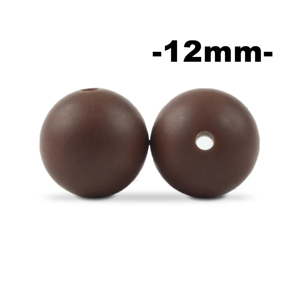 chocolate LOFCA, 12 мм, 100 шт., силиконовые бусины для прорезывания зубов, Прорезыватель для зубов, ожерелье для кормления ребенка, соска, зажим для ухода за полостью рта, не содержит бисфенола, пищевой, цветной - Цвет: chocolate