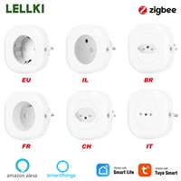 lellki zigbee power plug socket smart home 10a eu brazil french il it ch remote control with tuya smart life smartthings alexa