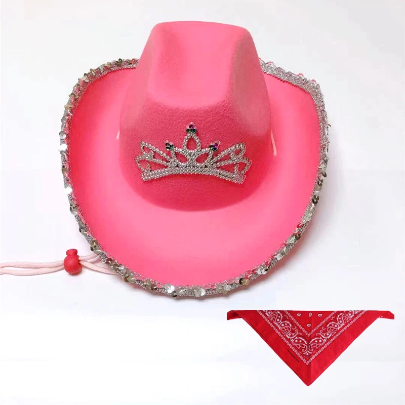 Тиара в западном стиле шляпа Cowgirl для женщин и девушек розовая тиара ковбойская