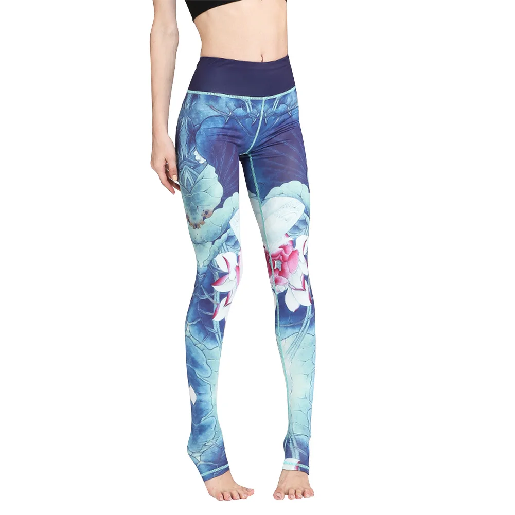 

Women Training High Waist Elastic Printed Gym Fitness Gift Leggings Romantic Yoga Pants Tummy Control Sports Running Long Tights