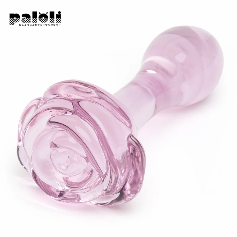Стеклянный дилдо Full Bloom Small Rose Butt Plug розовый кристальный вибратор для анальной мастурбации секс-игрушки для женщин.