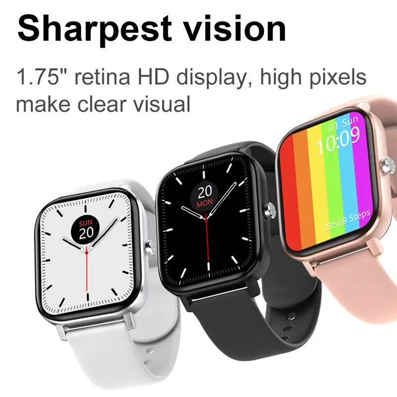 

2021 New 1.75 Inch Full Touch Screen Smart Watch Bluetooth Calls Waterproof Heart Rate Monitor Sport Tracker Fitness Smartwatch