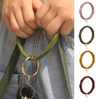 fashion o type keychain solid color silica gel wristlet wristband key ring unisex trendy simple circle key chain bangle jewelry