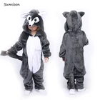 Детские пижамы кигуруми для детей Хэллоуин осень панда вечерние костюмы для косплея изображающие пятачка комбинезоны для девочек единорог пижамы для 4681012 лет
