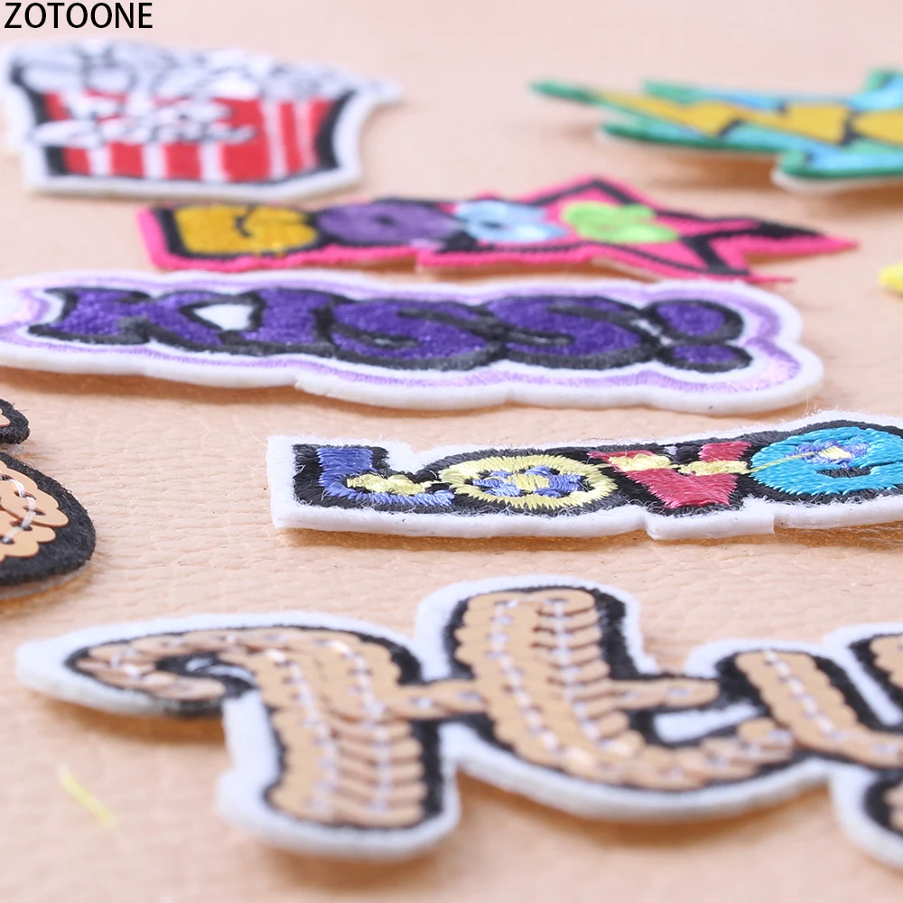 Нашивка ZOTOONE с блестками и надписями для одежды вышитые надписи сделай