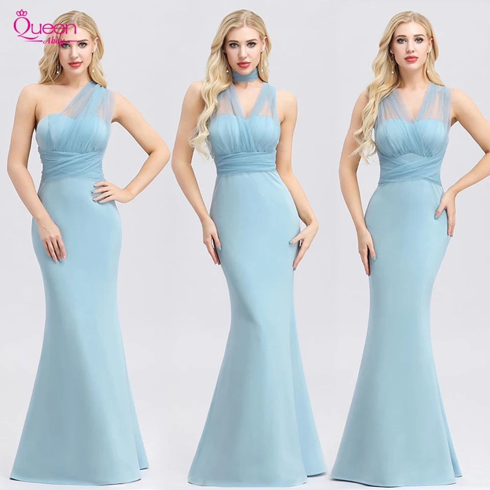 Вечернее платье Русалка небесно-голубое Элегантное Длинное в пол без рукавов
