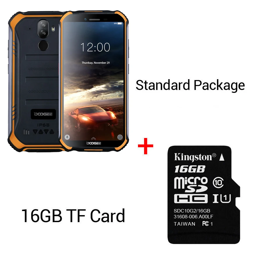 Orange N 16GB Card DOOGEE S40 4G сетевой Мобильный телефон 5,5 дюймов дисплей 4650 мАч MT6739 четырехъядерный 3 ГБ ОЗУ 32 Гб ПЗУ Android 9,0 IP68/IP69K - Цвет: Orange N 16GB Card