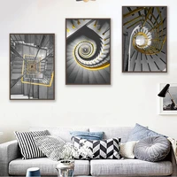 diy diamond painting full drill nordic black white and golden building staircase wall art for living room aisle entrancezp 3863