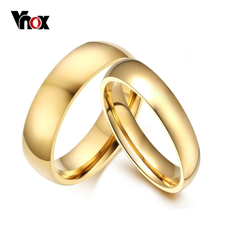 Vnox простой Обручальные кольца Кольца 2 шт./лот золото цвет Обручение для Для