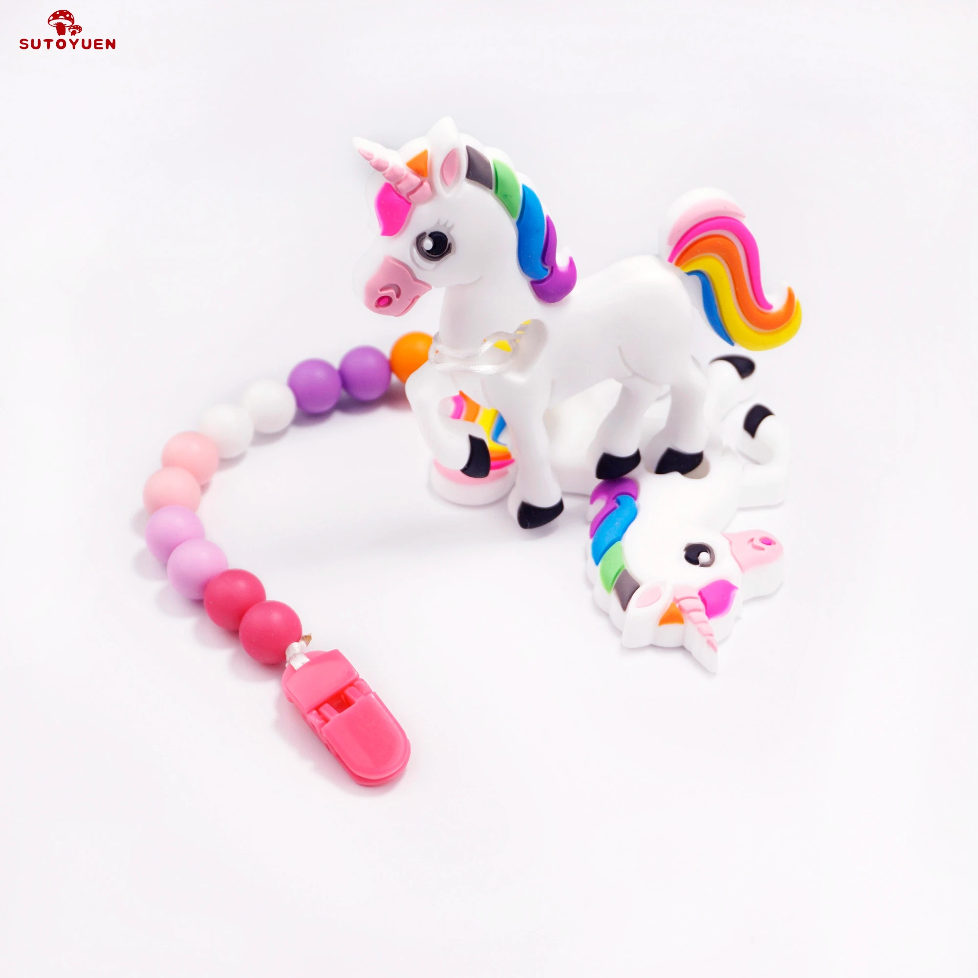 20PCS BPA Free Silicone Beads Unicorn Teether DIY Teething Pendant Necklace Sensory Toy Accessories Food Grade Baby Teethers | Мать и
