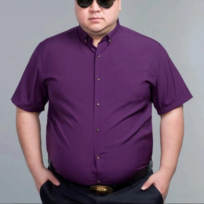 Рубашка мужская деловая с коротким рукавом формальная сорочка фиолетового