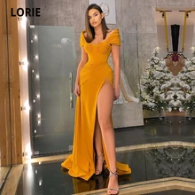 LORIE – robe de soirée arabe dorée à plis, longue, fendue sur le côté, style dubaï, tenue de bal formelle pour célébrités  (1)