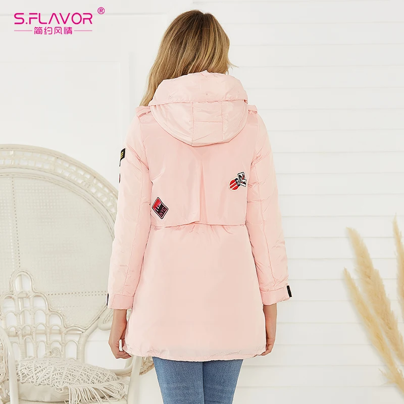 S. FLAVOR женская зимняя куртка-парка новинка 2019 теплая верхняя одежда на молнии с