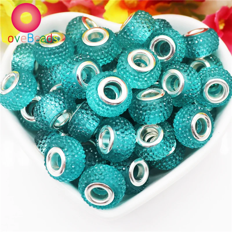 

10Pcs Large Hole European Spacer Beads Slide Charm Rondelle Beads Charms Fit Pandora Bracelet Chain Spacer Necklace Jewelry DIY