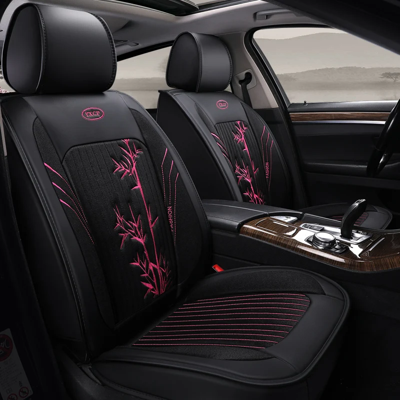 Чехол для автокресла из искусственной кожи с полным покрытием льняные