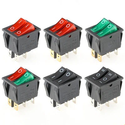 KCD6 16A 250V AC Rocker Switch Boat 6pins With Lamp ON-OFF Red The Electric Grill Green Heater Double Ship Type | Обустройство дома