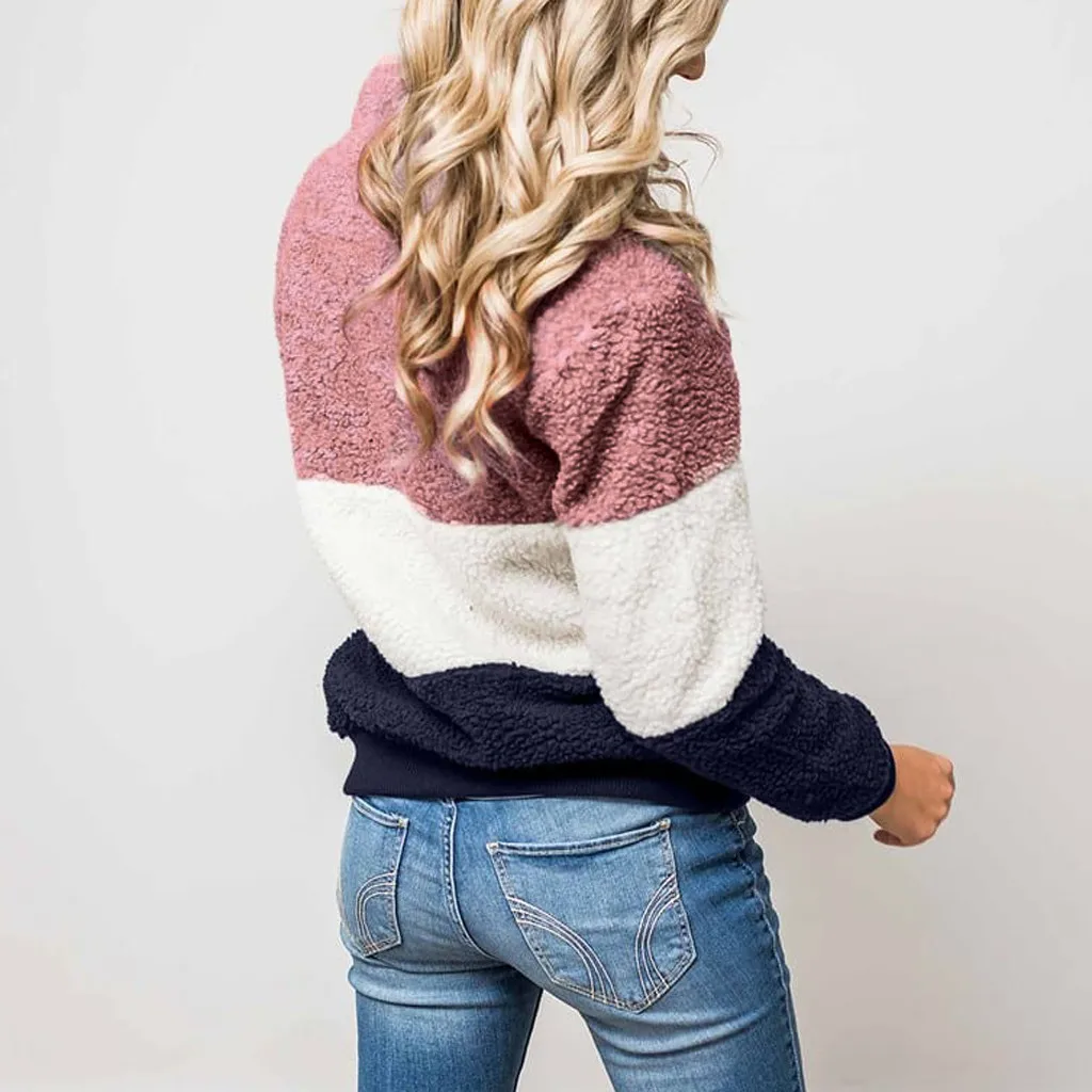 Модные женские Лоскутные толстовки с длинным рукавом на молнии длинными