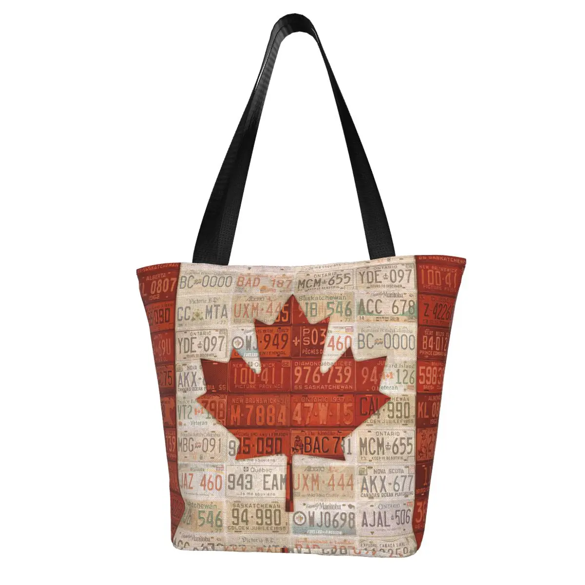 License Plate Art Flag Of Canada Shopping Bag Aesthetic Cloth Outdoor Handbag Female Fashion Bags