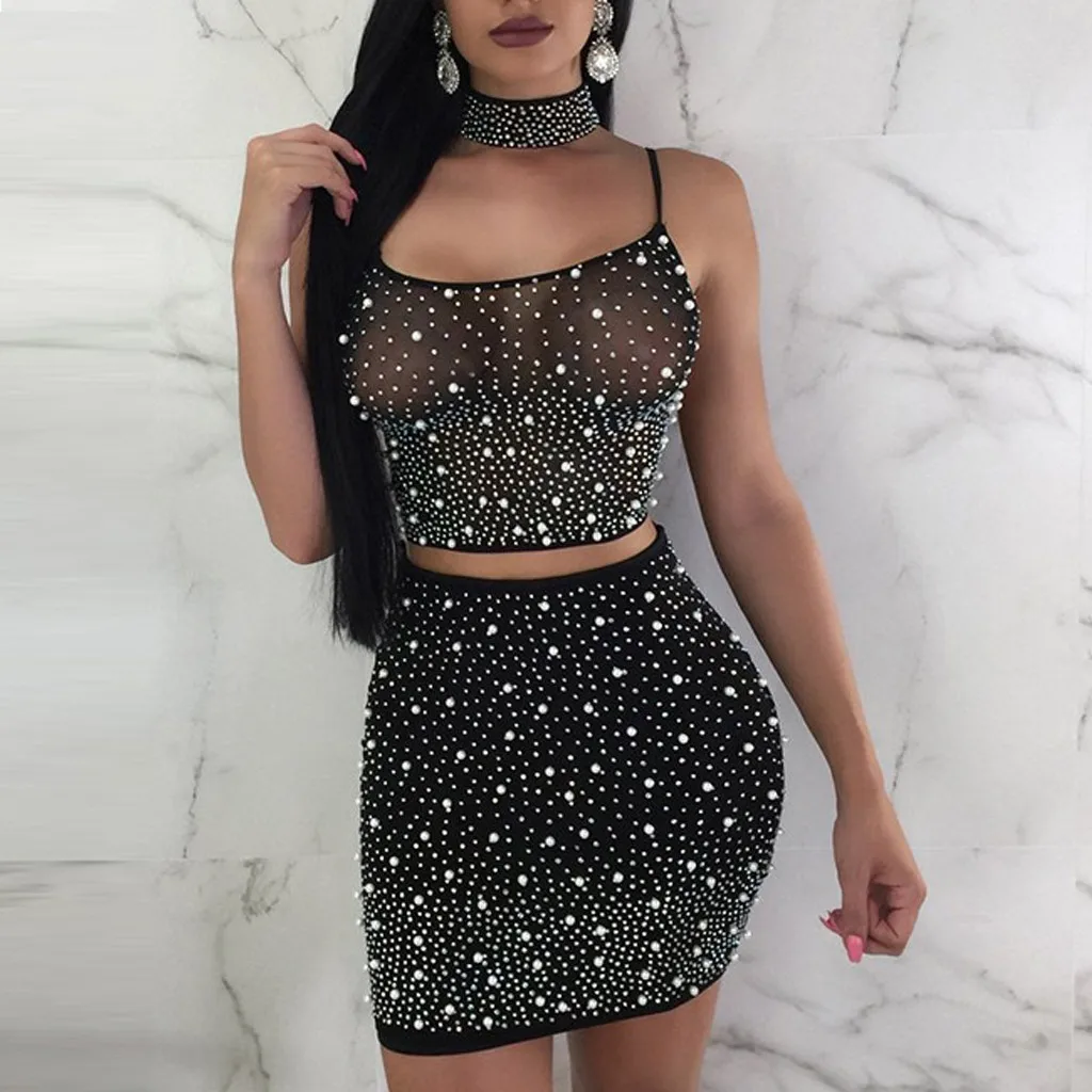 Сетчатое белое платье с открытой спиной комплект из двух предметов Клубная