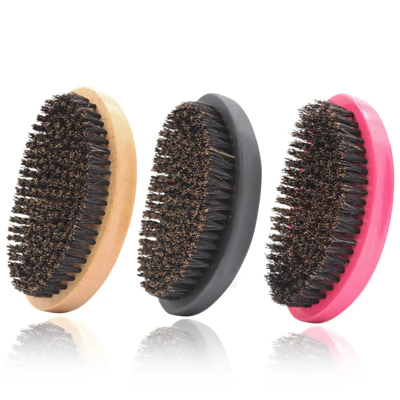 

Men'S Wild Boar Bristle Beard Brush Beard Shape Comb Natural Hemu Beard Brush Barber Scissors Cleaning Brush Effective Combing