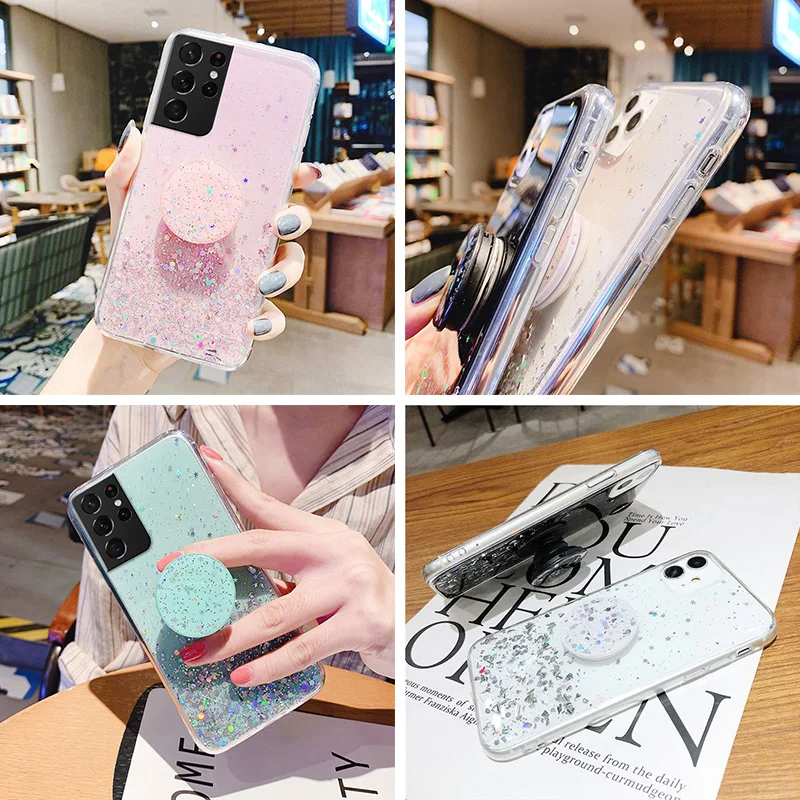 

S20 FE Glitter Case For Samsung S21 Plus Capa On Samsung A51 A71 A50 A70 A21S A12 S20 Note 20 Ultra S10 S9 S8 S10e S30 A40 Cover