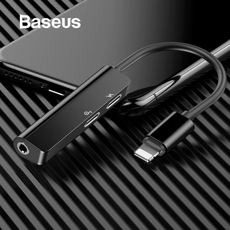 Аудио адаптер Baseus L52 для iPhone, адаптер для наушников, сплиттер для lightning на 3,5 мм, aux адаптер для музыки/телефонных звонков/зарядки