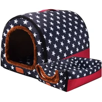 dog house comfortable print stars kennel house for pet puppy top quality foldable winter warm cat sleeping bed