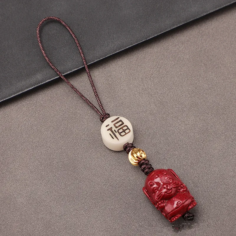 

Original DIY creative twelve zodiac cinnabar cute mobile phone pendant rope Chinese style ornaments unisex mobile phone chain