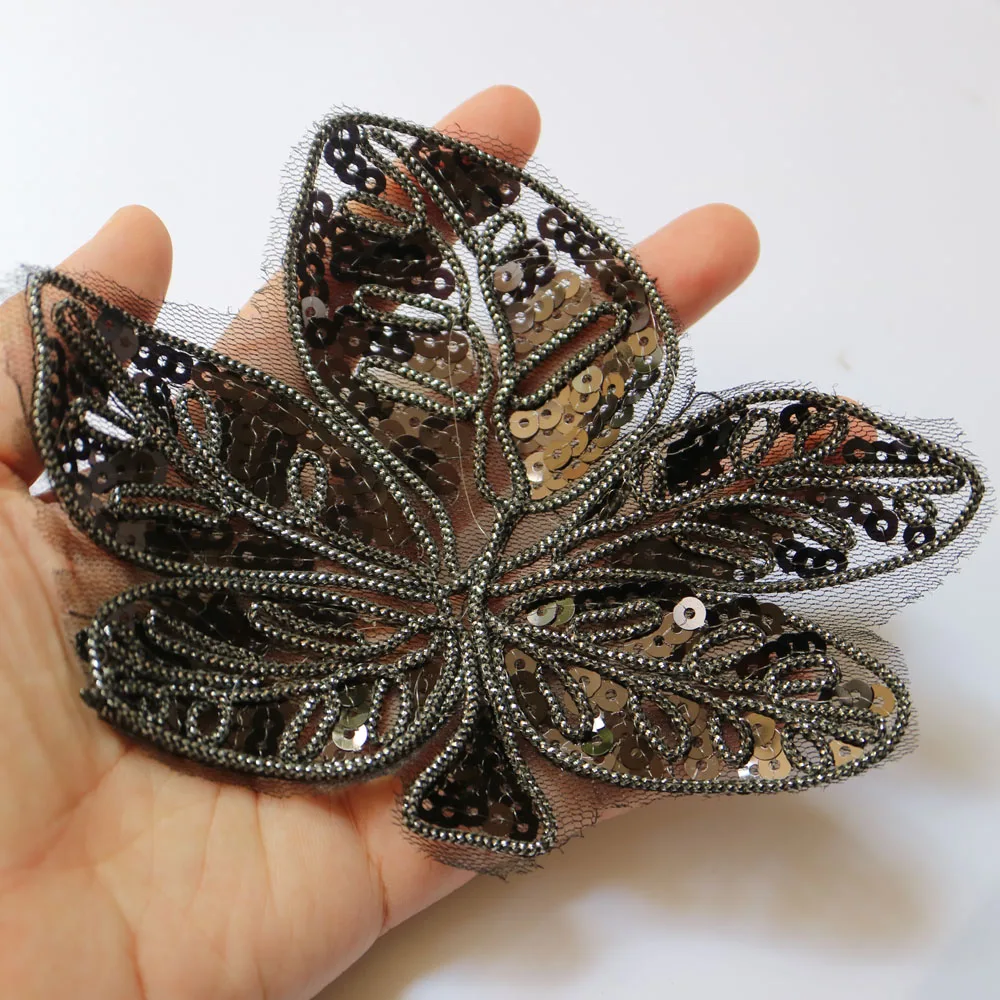 DIY fashion black flower appliques Patches for clothing Embroidery lace patches bags decorative parches applique | Дом и сад