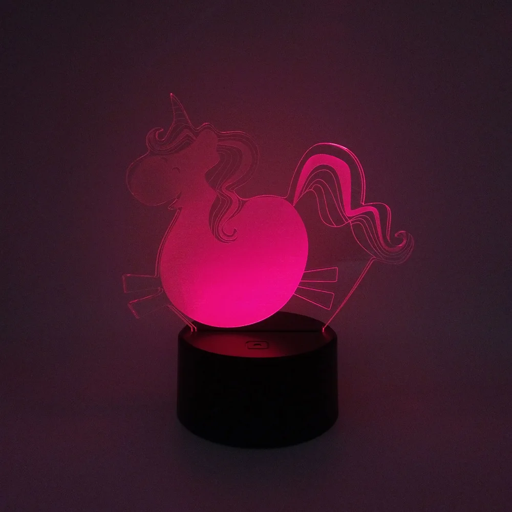 

3D Unicorn Nightlight Optical Illusion Touch Lamp 7 Color Change LED Bluetooth speaker Lighting for Kids Creative Gifts Toys