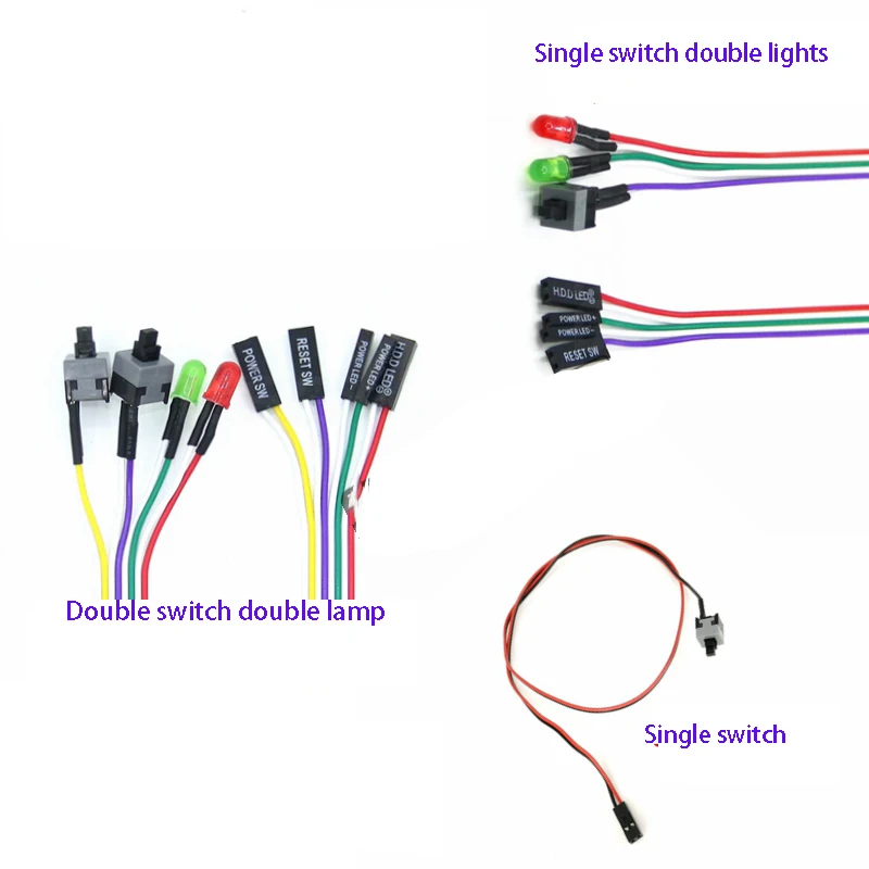 

50pcsDesktop мейнфрейм шасси перемычки выключатель питания компьютера перезапуска шнур питания Кнопка питания с Светодиодный индикатор