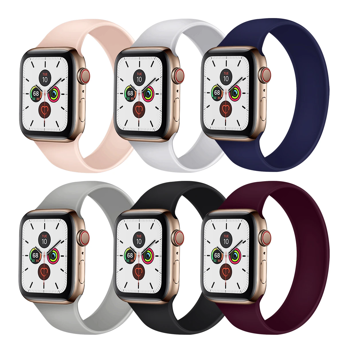 Ремешок спортивный силиконовый для Apple Watch Band Series 6 SE 44 мм 40 сменный Браслет Iwatch 5 4 3