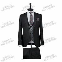 2021 business men suit slim fit prom wedding suits for men groom tuxedo 3 pieces set casual best man suit blazervestpants