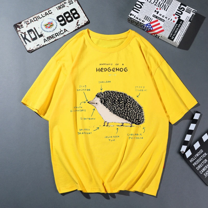 Женская хлопковая Футболка с принтом Ежик коротким рукавом